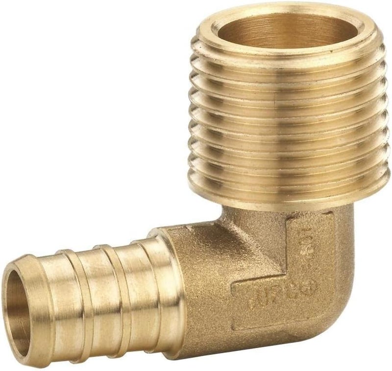 VENTRAL 1/2 x 3/4 Inch (0.50x0.75) PEX Male Threaded NPT Elbow 90 Connector Fitting Crimp Brass for PEX Pipe Tubing, No Lead 1 Pack - Image 1