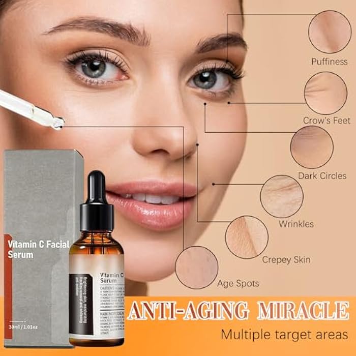 warmow 2 PCS Vitamin C Facial Serum Essence, Skin Care, Hydration, Skin Moisturized, 30 ml, 1.01oz - Image 3