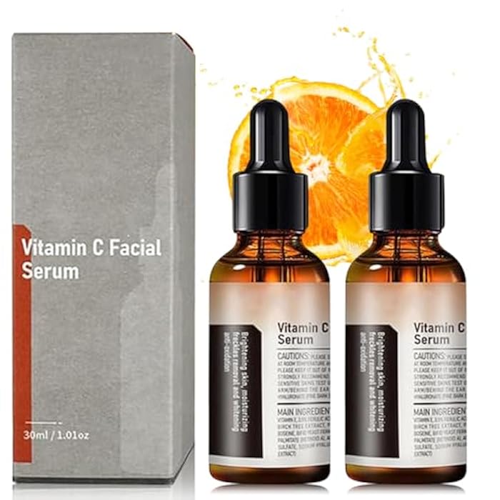 warmow 2 PCS Vitamin C Facial Serum Essence, Skin Care, Hydration, Skin Moisturized, 30 ml, 1.01oz - Image 1