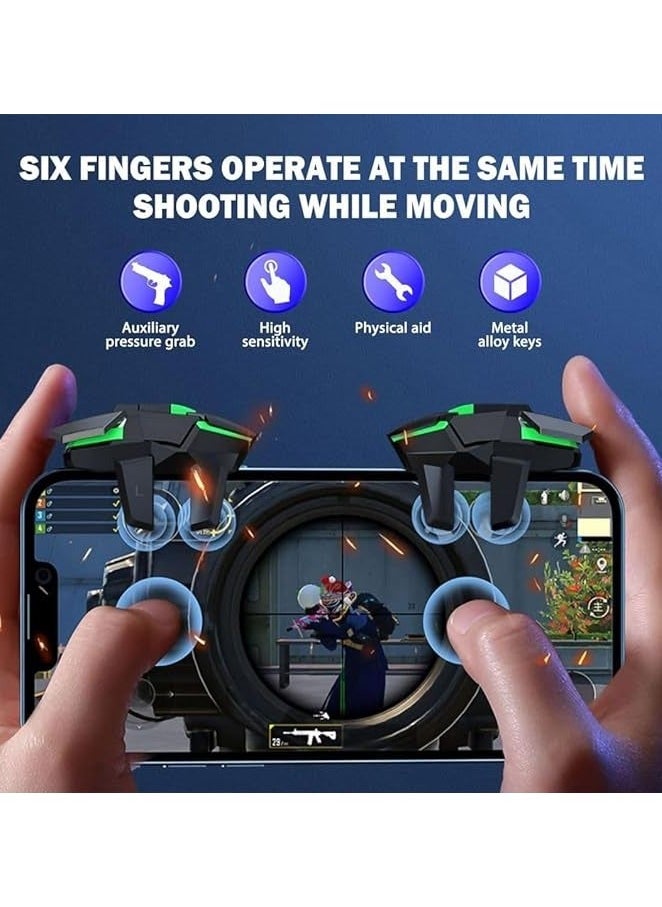 Raxoom 6 Trigger Pubg Mobile Controller, Smart Phone Game Controller, Gamepad Large Thickness, 6 Fingers Sensitive Aim & Shoot  - Image 3