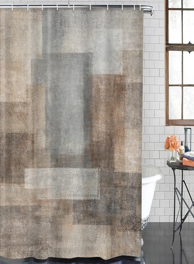 ArtSocket Brown Beige Bathroom Set with Shower Curtain and Rugs and Accessories, Brown Grey Abstract Shower Curtain Set, Modern Abstract Bathroom Decor 3 Pcs - Image 2