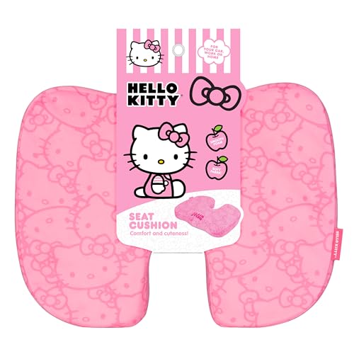 Carbella Officially Licensed Hello Kitty Seat Cushion - Cute Pink Office Chair Cushion for Car, Home, Work or Desk - Comfort Memory Foam Cushions for Coccyx, Back, Tailbone Pain Relief Pillow - Image 1