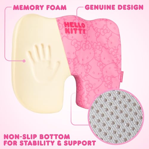 Carbella Officially Licensed Hello Kitty Seat Cushion - Cute Pink Office Chair Cushion for Car, Home, Work or Desk - Comfort Memory Foam Cushions for Coccyx, Back, Tailbone Pain Relief Pillow - Image 5