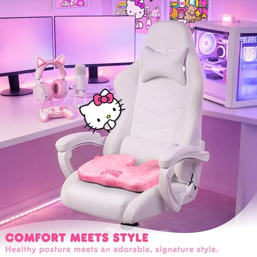 Carbella Officially Licensed Hello Kitty Seat Cushion - Cute Pink Office Chair Cushion for Car, Home, Work or Desk - Comfort Memory Foam Cushions for Coccyx, Back, Tailbone Pain Relief Pillow - Image 4