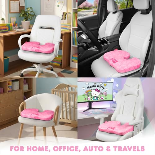 Carbella Officially Licensed Hello Kitty Seat Cushion - Cute Pink Office Chair Cushion for Car, Home, Work or Desk - Comfort Memory Foam Cushions for Coccyx, Back, Tailbone Pain Relief Pillow - Image 2