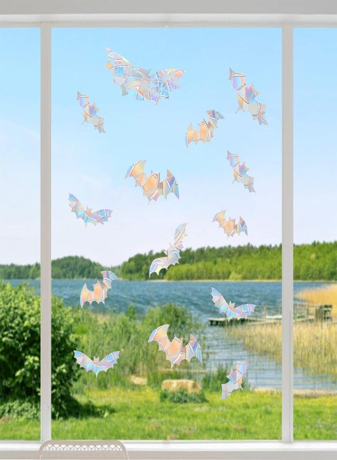 Shawula 15PCS Bat Window Clings - Anti-Collision Window Decals to Save Birds from Window Collisions,Non Adhesive Prismatic Vinyl Window Clings, Rainbow Stickers - Image 4