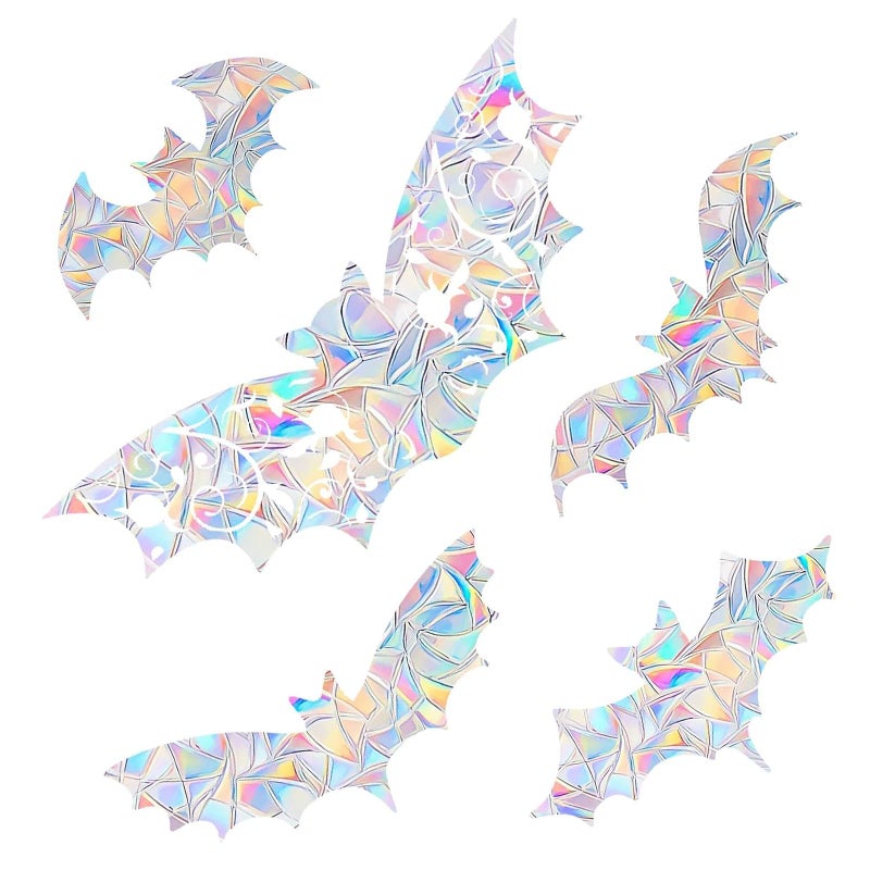 Shawula 15PCS Bat Window Clings - Anti-Collision Window Decals to Save Birds from Window Collisions,Non Adhesive Prismatic Vinyl Window Clings, Rainbow Stickers - Image 1
