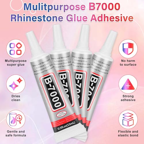 Audab Multicolor 4mm AB Rhinestone Kit with 16000pcs, 4pcs B7000 Jewelry Glue, Tools for Crafting, Graduation Cap, Jewelry, Shoes & Nails - Image 5