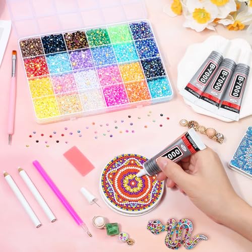 Audab Multicolor 4mm AB Rhinestone Kit with 16000pcs, 4pcs B7000 Jewelry Glue, Tools for Crafting, Graduation Cap, Jewelry, Shoes & Nails - Image 2