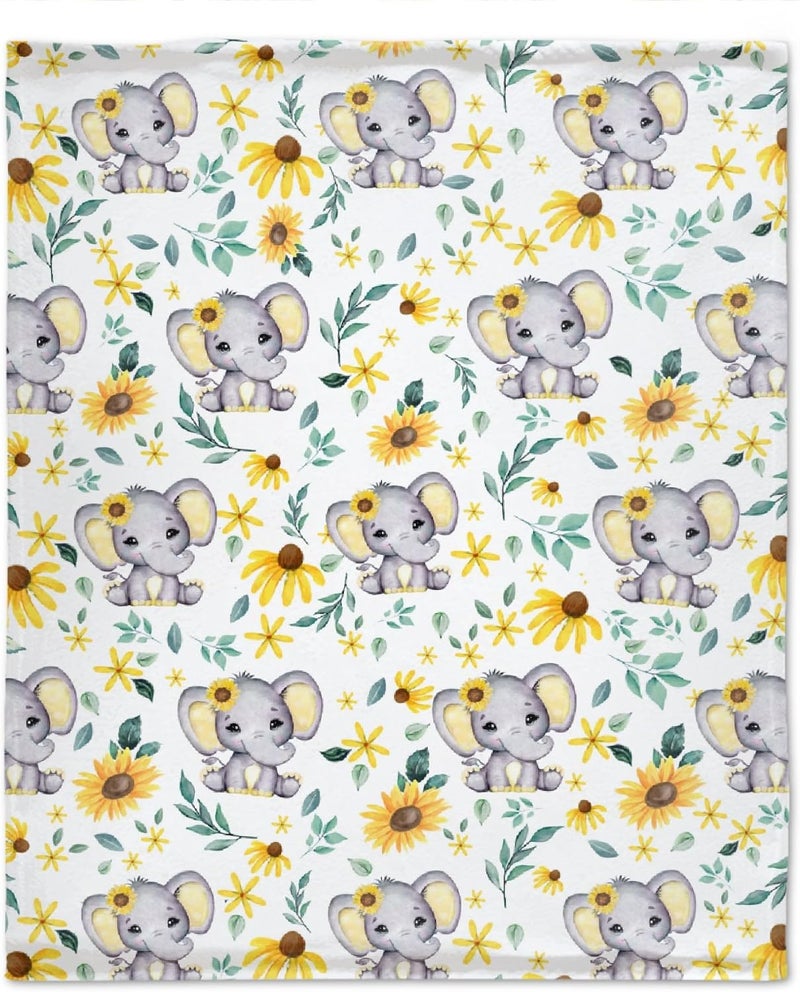 Ottoy Sunflowers Elephants Blanket Gifts Plush Fuzzy Cozy Soft Lightweight Blankets for Couch Air-Conditioning Quilts Decor Blanket for Chirstmas Gifts 50"x40" for Kids - Image 2