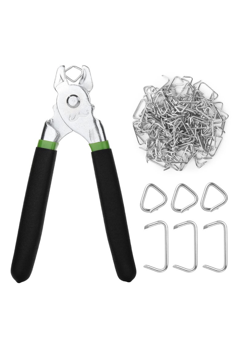 Y&D Hog Ring Pliers Kit 300 Pack 3/4 inch Galvanized Rings with 1 and for Fencing, Automotive Upholstery  - Image 1
