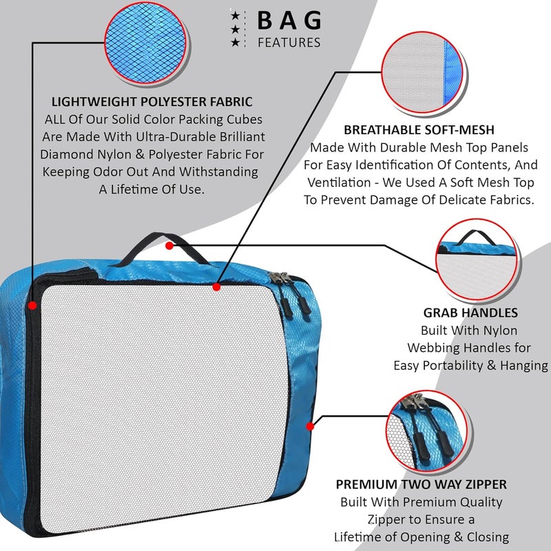 TRIP ON GO Kids Travel Organizer Pouch, Packing Cubes For Travel, Cloth Organizer For Travel, Suitcase Organizer For Travelling, Packing Bags For Travelling (Airport Blue, Small - Pack of 4) - Image 3