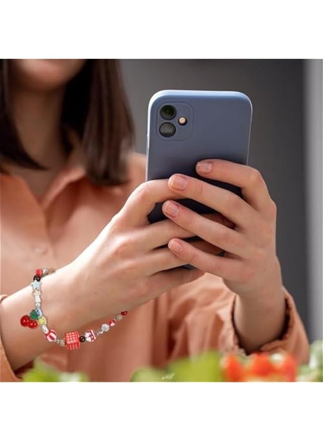 Cute Cherry Phone Charm, Beaded Cell Phone Charms Wrist Strap with Tether Tab Keychain Decoration Phone Lanyards for Wallet Women - Image 3