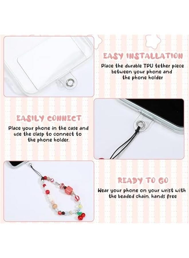 Cute Cherry Phone Charm, Beaded Cell Phone Charms Wrist Strap with Tether Tab Keychain Decoration Phone Lanyards for Wallet Women - Image 5