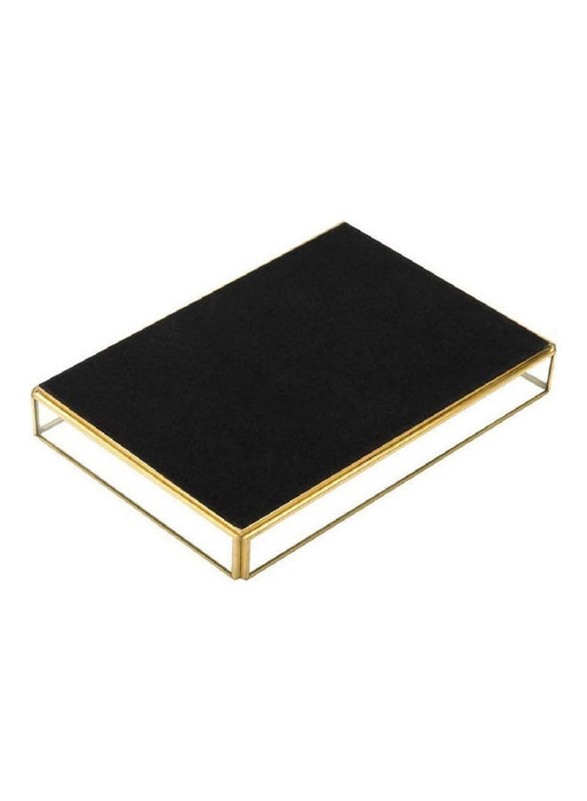 طقم صواني تقديم زجاجية معدنية من 3 قطع ذهبي/شفاف 30x20x5سم - Image 4