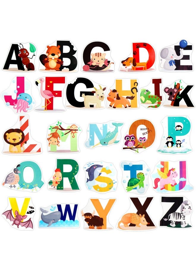 CCINEE Animal Alphabet Wall Decals, ABC Educational Colourful Creative Sticker Removable Art Sticker for Kids Nursery Bedroom Living Room Wall Decorations - Image 1