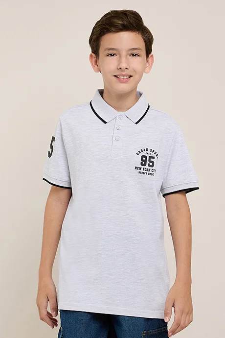 أر أند بي Print Detail Polo T-Shirt with Short Sleeves