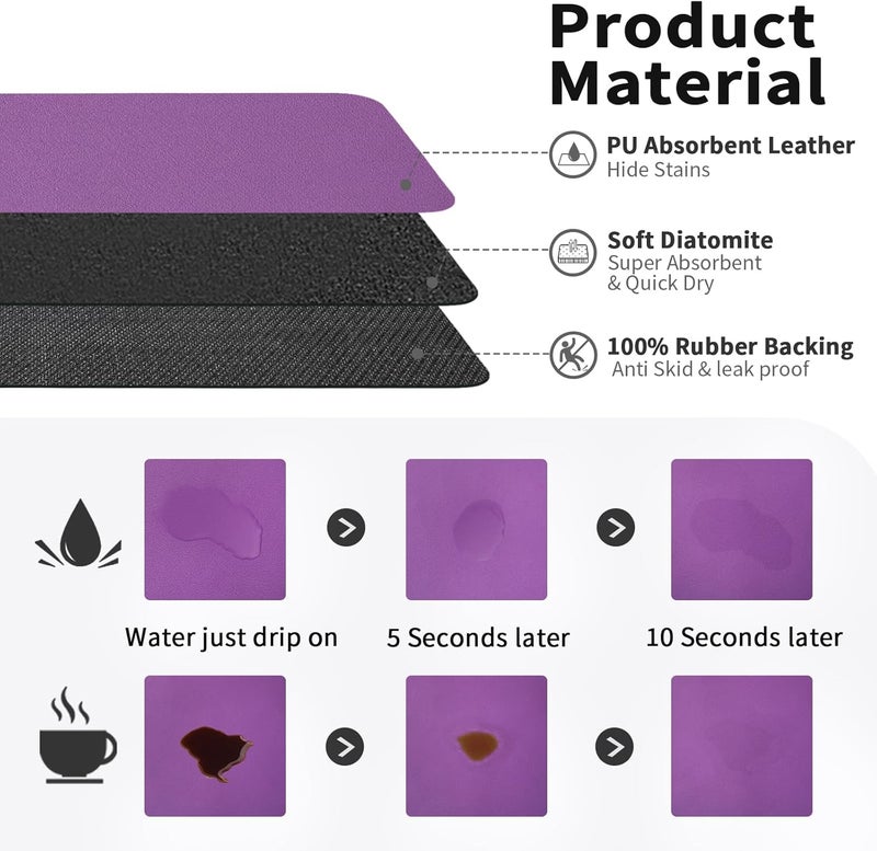 HotLive حصيرة HotLive Coffee Mat - ذات قاعدة ماصة وجانب مطاطي، مناسبة لتجفيف الأطباق على طاولات المطبخ أو البارات، تتناسب تحت أجهزة تحضير القهوة وآلات الإسبريسو. - Image 2