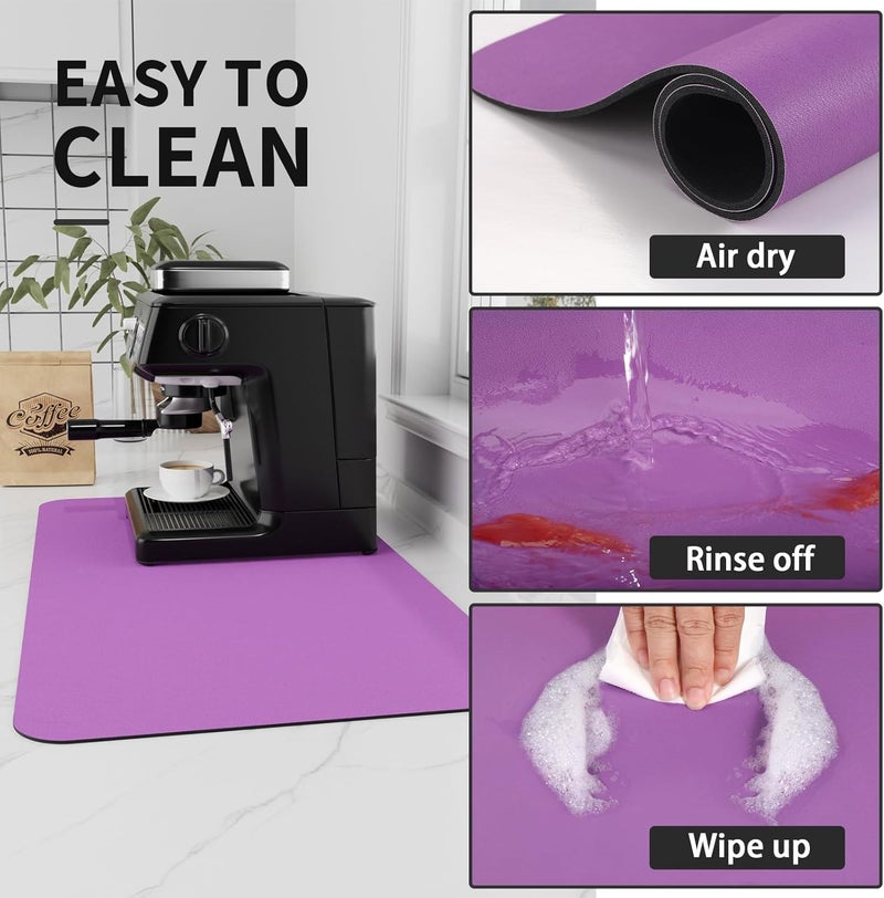 HotLive حصيرة HotLive Coffee Mat - ذات قاعدة ماصة وجانب مطاطي، مناسبة لتجفيف الأطباق على طاولات المطبخ أو البارات، تتناسب تحت أجهزة تحضير القهوة وآلات الإسبريسو. - Image 4