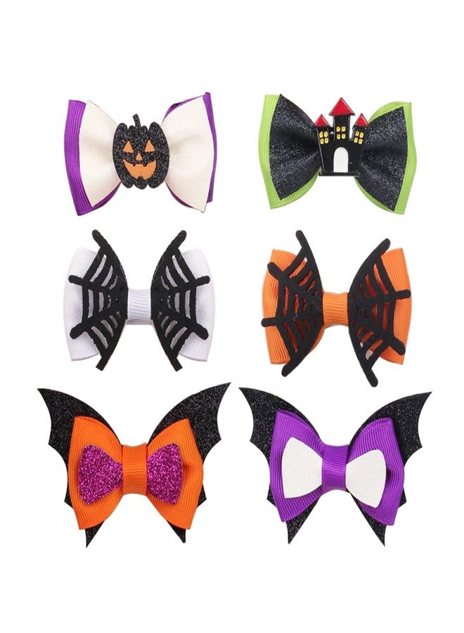Aaiffey 6Pcs Halloween Hair Bows Clip Halloween Hair Accessories Headdress Pumpkin Hair Pins Ghost Hair Barrette Spider Hair Clips Girls Festive Parties - Image 1