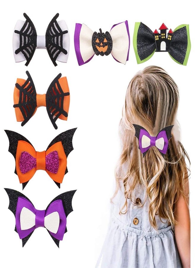 Aaiffey 6Pcs Halloween Hair Bows Clip Halloween Hair Accessories Headdress Pumpkin Hair Pins Ghost Hair Barrette Spider Hair Clips Girls Festive Parties - Image 4