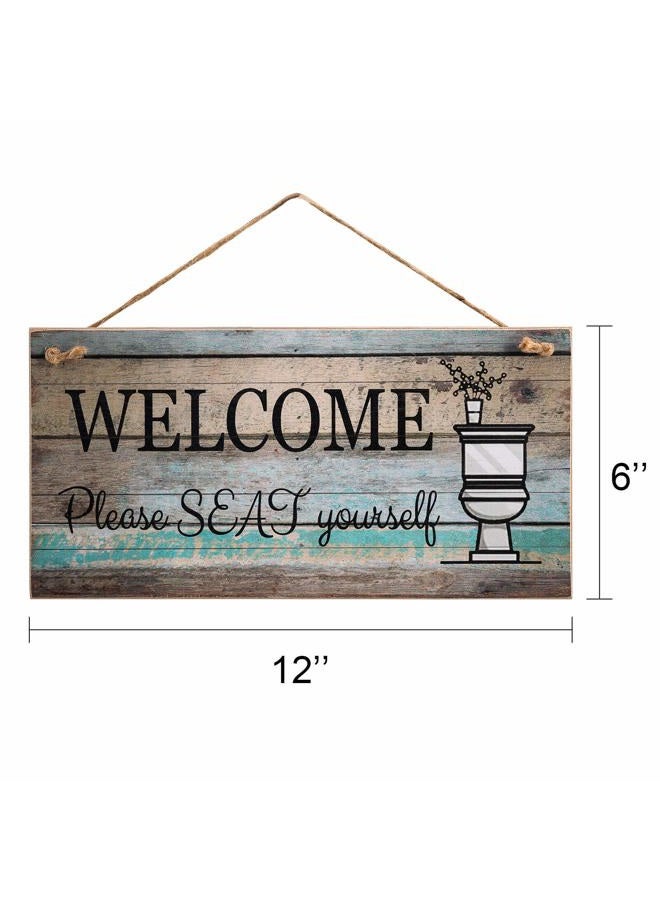 Yankario Funny Wall Décor Sign for Bathroom, Farmhouse Rustic Bathroom Wall Art Pictures Decoration, 12"×6" Please Seat Yourself Wood Plaque - Image 3