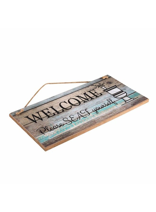 Yankario Funny Wall Décor Sign for Bathroom, Farmhouse Rustic Bathroom Wall Art Pictures Decoration, 12"×6" Please Seat Yourself Wood Plaque - Image 4