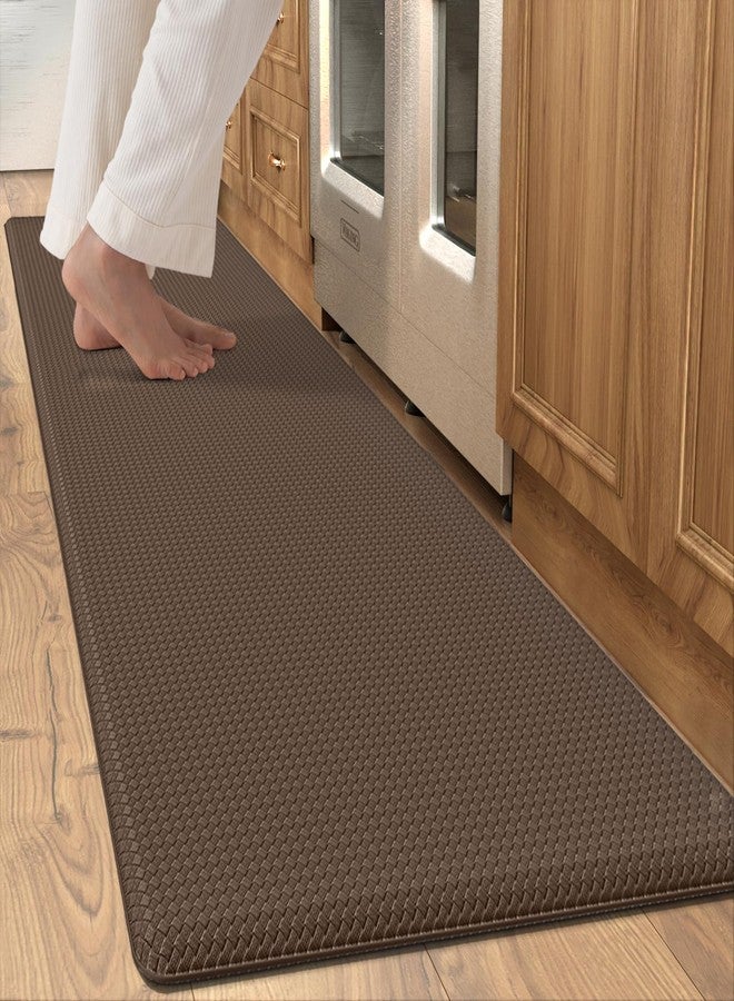 Oakeep Kitchen Mats for Floor Cushioned Anti Fatigue, 17x95 Long Runner Rug Waterproof, Memory Foam Padded for Standing, Brown - Image 1