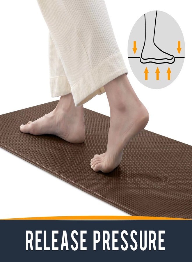 Oakeep Kitchen Mats for Floor Cushioned Anti Fatigue, 17x95 Long Runner Rug Waterproof, Memory Foam Padded for Standing, Brown - Image 3