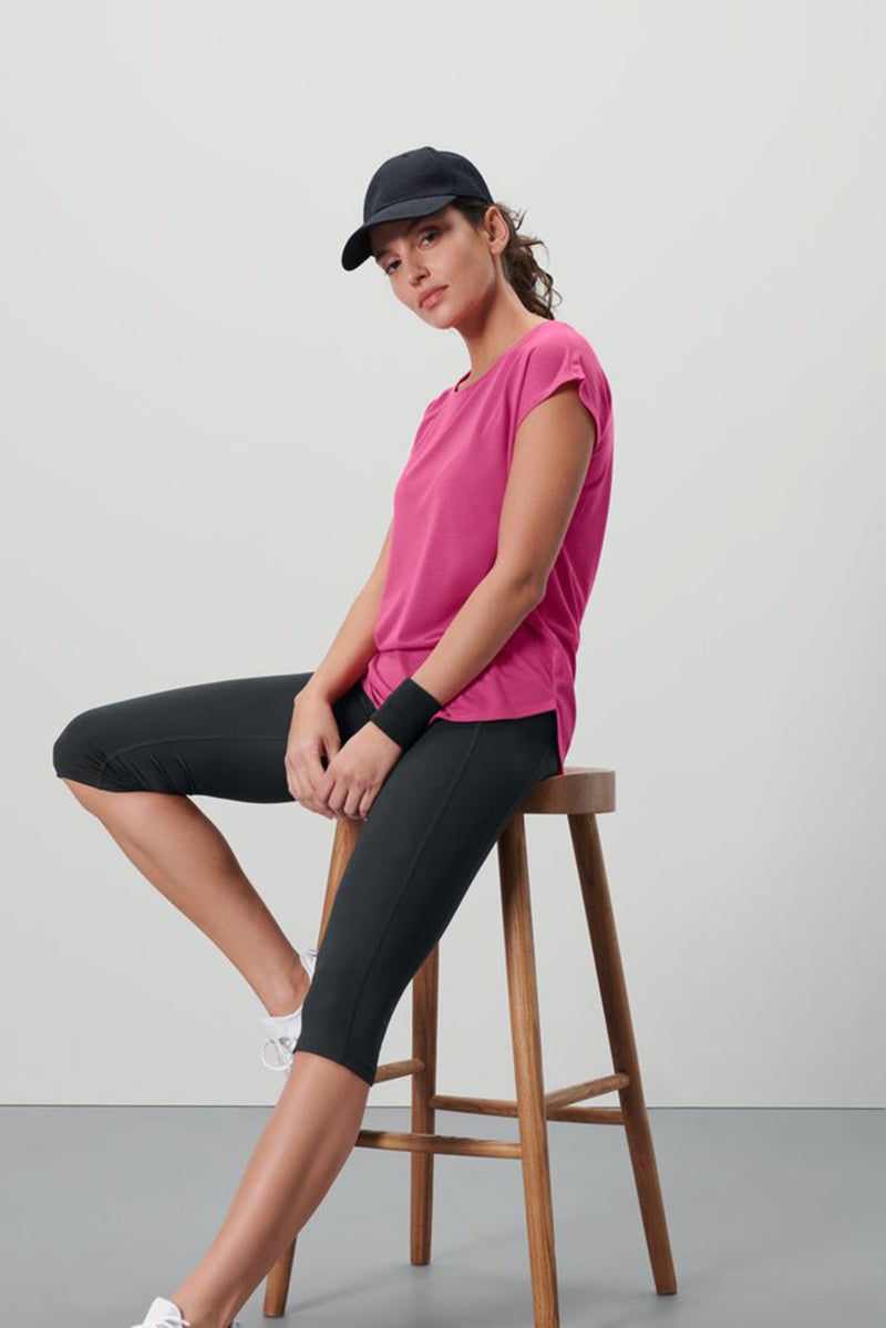 Tchibo تي شيرت رياضي نسائي قصير الأكمام، وردي - Image 1