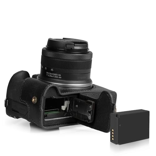 MegaGear Ever Ready Genuine Leather Half Camera Case Compatible with Canon EOS R100 - Black - Image 4