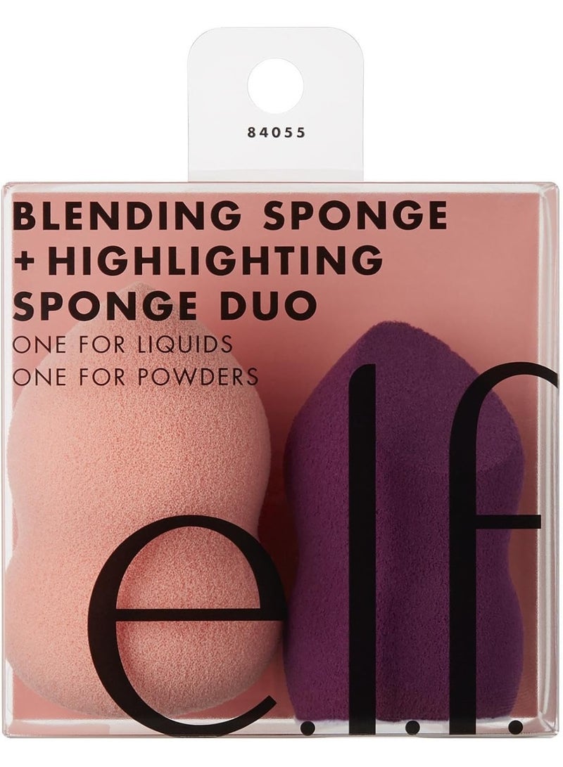 elf Blending & Highlighting Sponge Duo, Multi-Sided Makeup Sponges To Easily Blend, Sculpt, Highlight & Conceal, Vegan & Cruelty-Free - Image 1