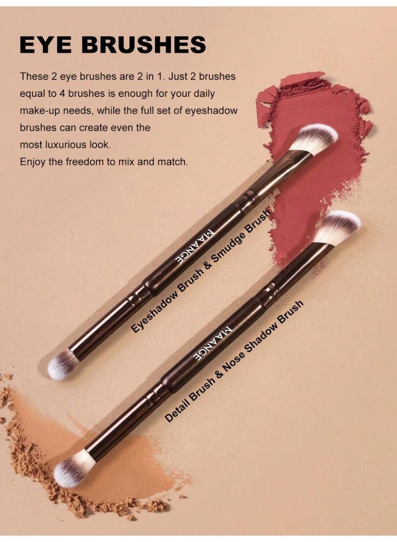 مانجي مجموعة من فرش المكياج الناعمة والاحترافية للحصول على مظهر مكياج ناعم وأنيق 5 قطع - Image 4