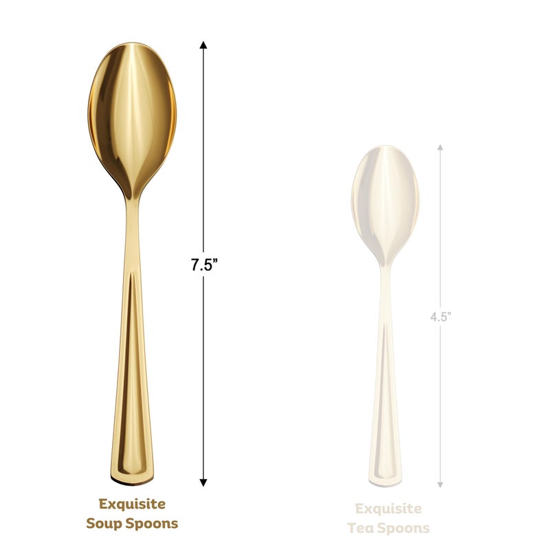 Exquisite Gold Plastic Spoons Heavy Duty 120 Pcs Gold Plastic Silverware Heavy Duty Disposable Silverware Set | Disposable Spoons Eating Utensils Sets Flatware Set For Parties & Events Exquisite - Image 2