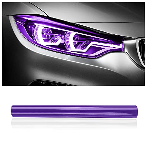 wedfish 12 X 48inch Car Light Tint Film CuttableStretchability Car Headlight Taillight Fog Light Vivid Vinyl Wrap ProtectorNonMarking SelfAdhesive Decals Car Decor Purple - Image 1