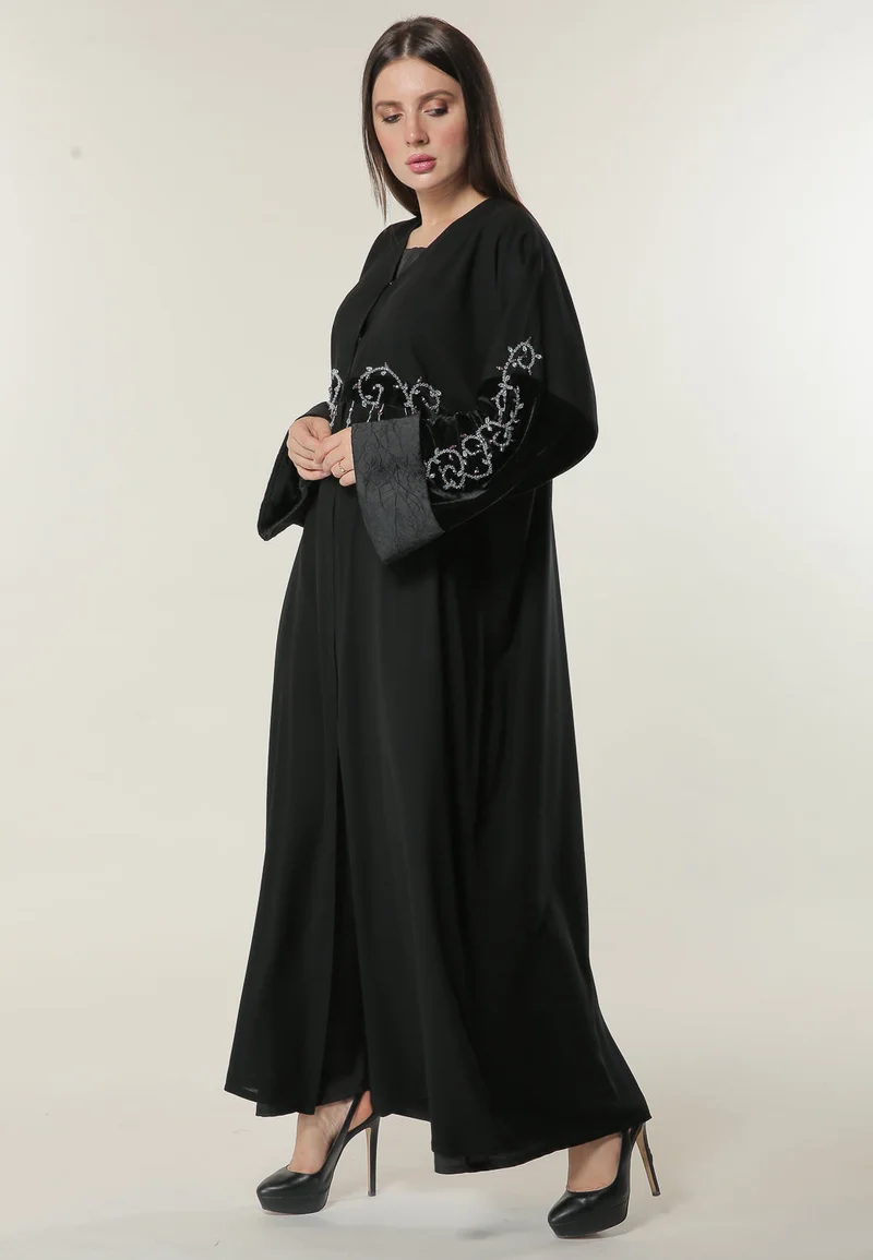Moistreet  Embellished Flared Sleeve Abaya for Women | Best Price UAE