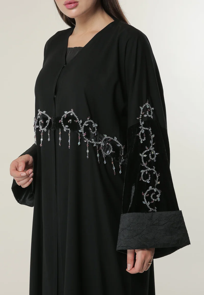 Moistreet  Embellished Flared Sleeve Abaya for Women | Best Price UAE