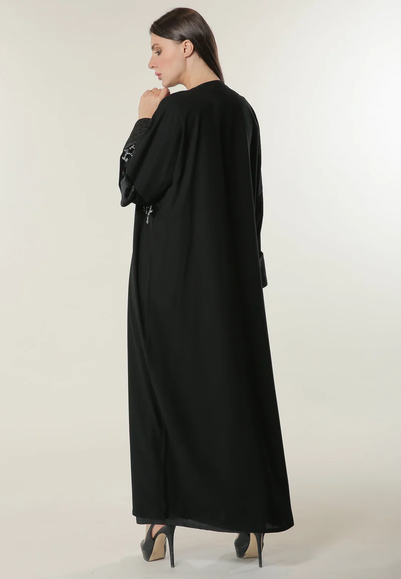 Moistreet  Embellished Flared Sleeve Abaya for Women | Best Price UAE