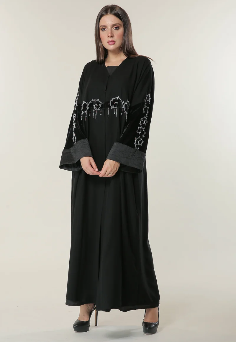 Moistreet Embellished Flared Sleeve Abaya