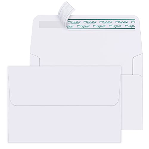 Eupako A4 White Photo Envelopes 4x6, 250 Pack Self Seal Envelopes for 4x6 Cards, Photos, Invitations, Wedding, Graduation, Baby Shower, 4.25 x 6.25 Inches - Image 1
