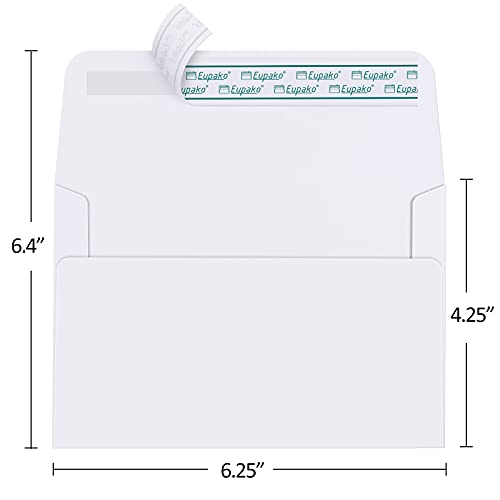 Eupako A4 White Photo Envelopes 4x6, 250 Pack Self Seal Envelopes for 4x6 Cards, Photos, Invitations, Wedding, Graduation, Baby Shower, 4.25 x 6.25 Inches - Image 2