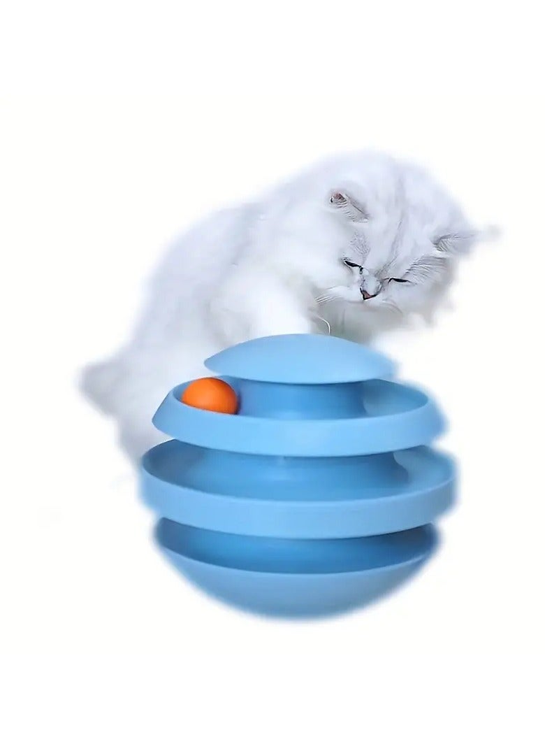 عام تصميم ذو ثلاث طبقات لعبة تحفيز القطط بشكل دوار، لعبة كرة القطط للعب داخل المنزل وممارسة الرياضة" - Image 4