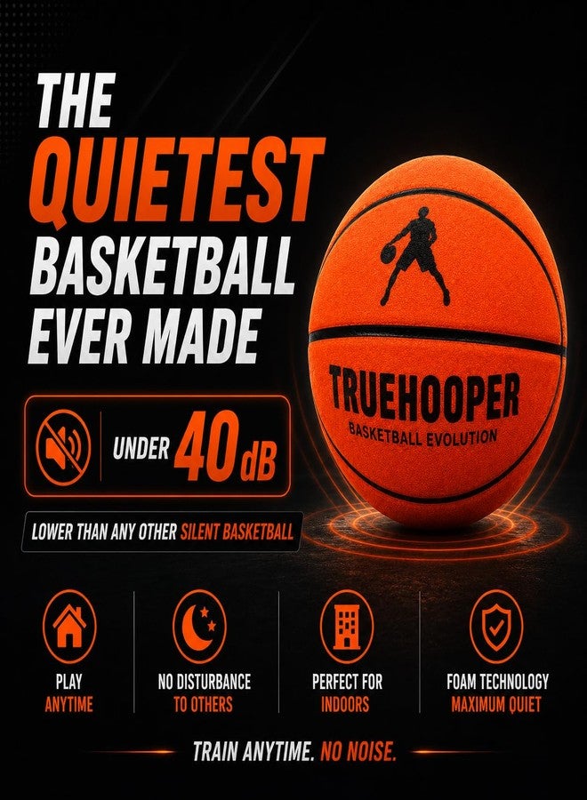 TRUEHOOPER Silent Basketball – Size 7 Indoor Basketball (PRO Version) - Grooved Foam Ball for Quit Dribbling and Indoor Training – Higher Bounce Noiseless Ball - Non-Deforming Packaging - Image 4