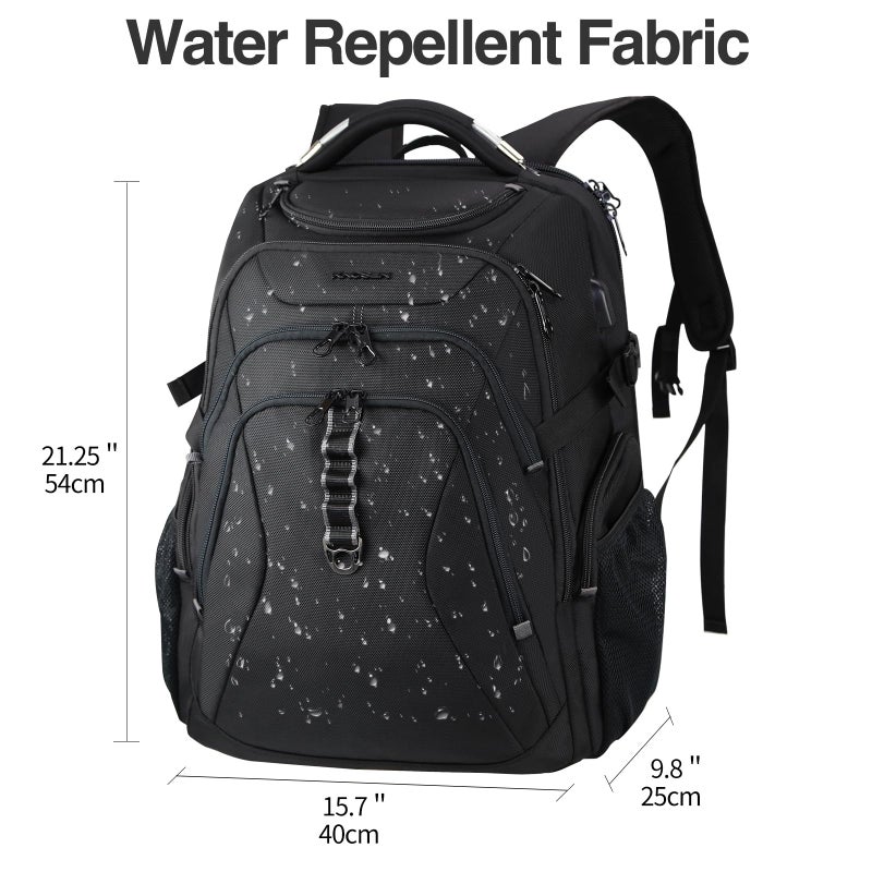 KROSER Travel Laptop Backpack 18.4 Inch XXXL Gaming Backpack with Hard Shell Saferoom RFID Pockets Water-Repellent Business College Daypack Stylish Laptop Bag for Men/Women-Black - Image 2