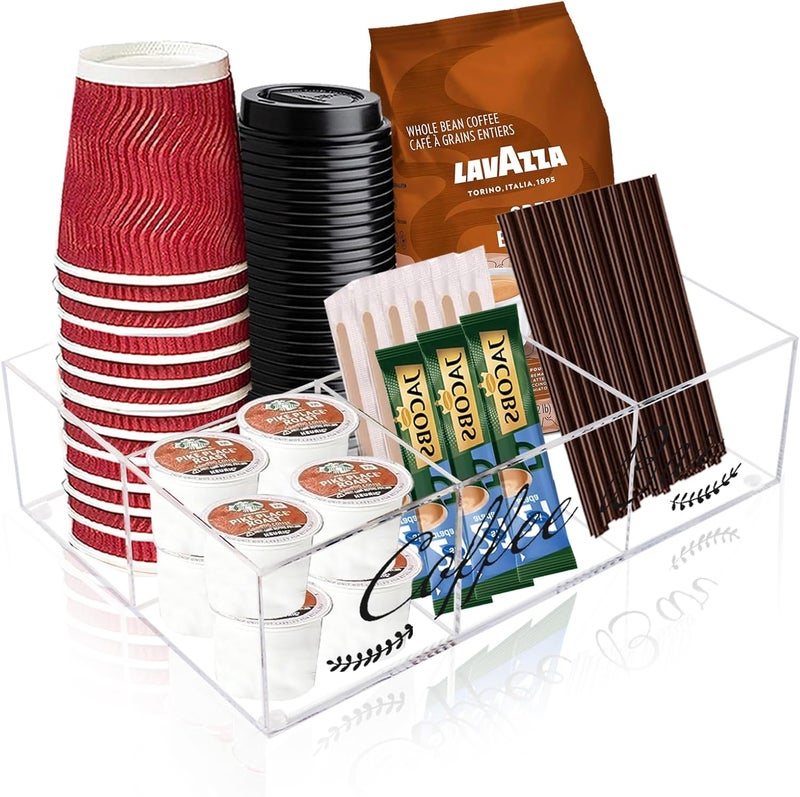 TPGP Countertop Coffee Organizer Station - Clear Acrylic Bar Accessories Holder - Image 1