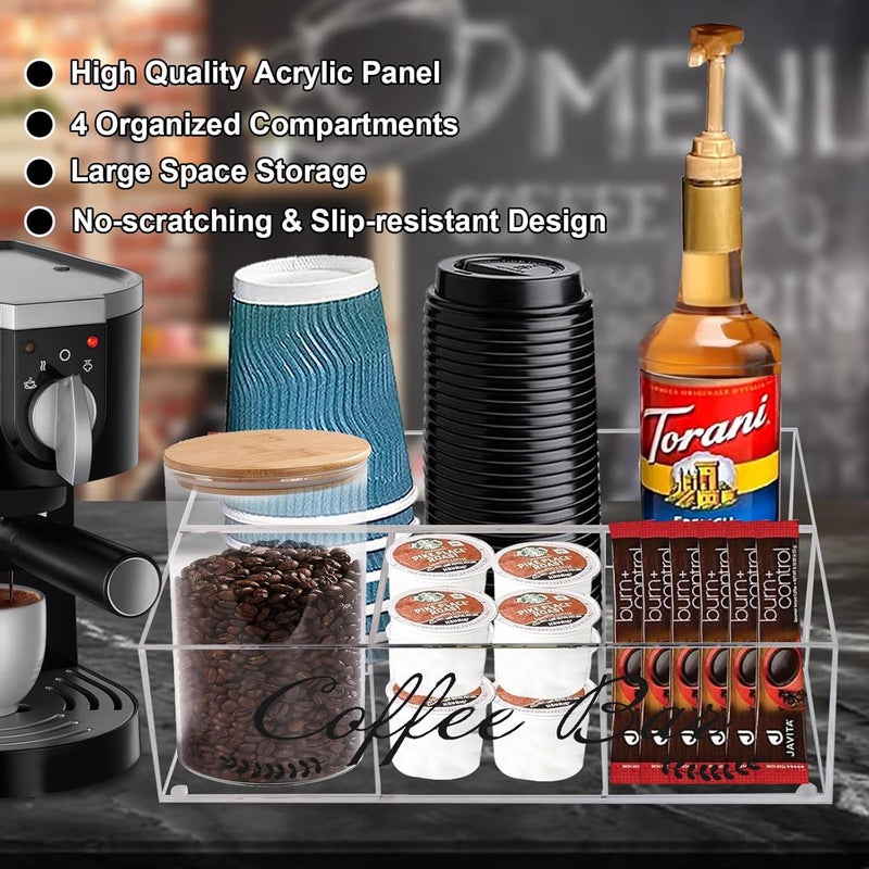 TPGP Countertop Coffee Organizer Station - Clear Acrylic Bar Accessories Holder - Image 3