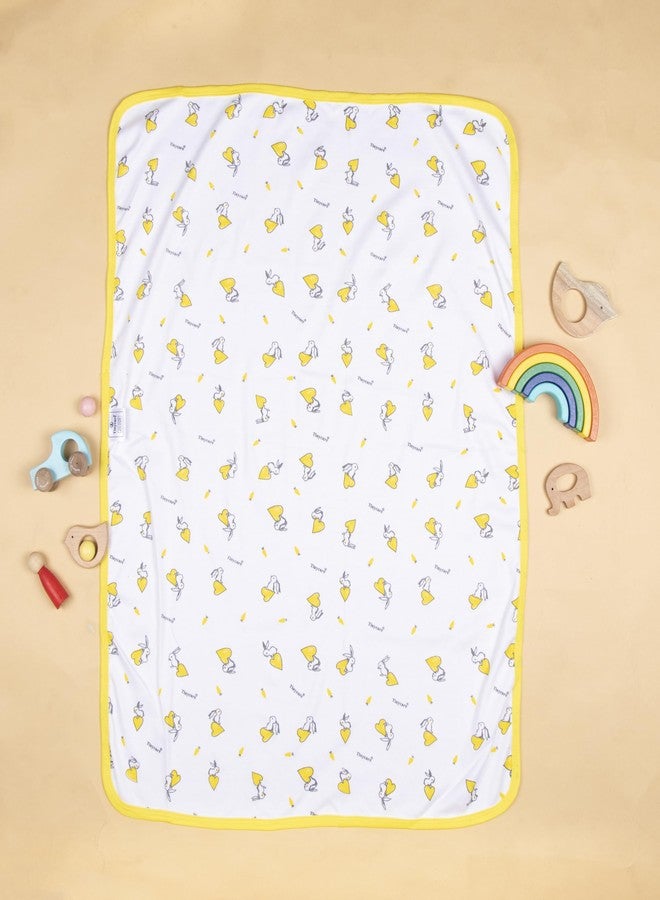 Tinycare Cotton Bath Towel for New Born, Extra Soft Fabric Interlok Printed Towel for Kids/Toddler/Infants, Quick Absorbent, Reusable Napkins Bathing Towels (85 x 60 cm, Yellow)_Pack of 1 - Image 3
