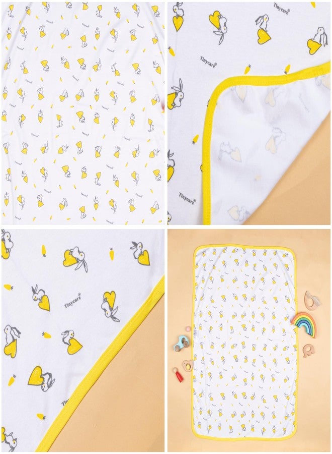 Tinycare Cotton Bath Towel for New Born, Extra Soft Fabric Interlok Printed Towel for Kids/Toddler/Infants, Quick Absorbent, Reusable Napkins Bathing Towels (85 x 60 cm, Yellow)_Pack of 1 - Image 5