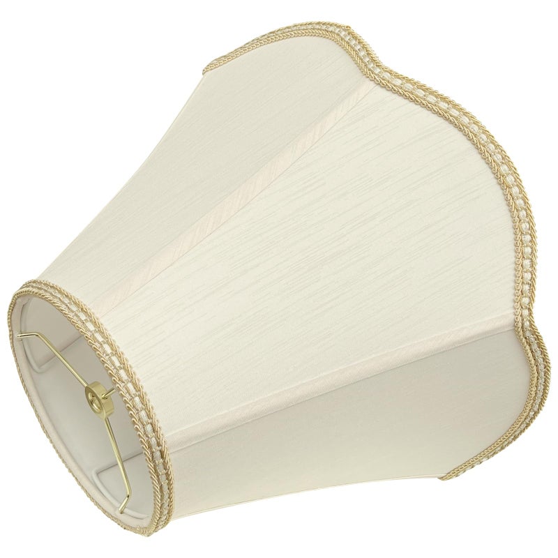 TOOTOO STAR Small Scalloped Lampshades,6" x 13" x 9.25" bell shaped Lampshade, handmade beige DIY Vintage lamp shades for Floor or Table Lamp - Image 3