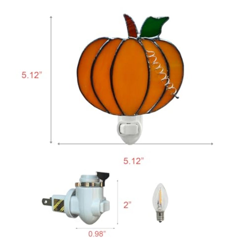 Stained Glass Night Light Plug into Wall Lamp Decorative Accent Nightlight for Hallway Bedroom Bathroom Kitchen Nature Themed Home Décor for Autumn Thanksgiving Halloween - Image 5